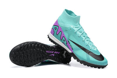 Men's Nike Air Zoom Mercurial Superfly 9 Elite TF Artificial Turf High-Tops Football Shoes - Blue/Black/Purple