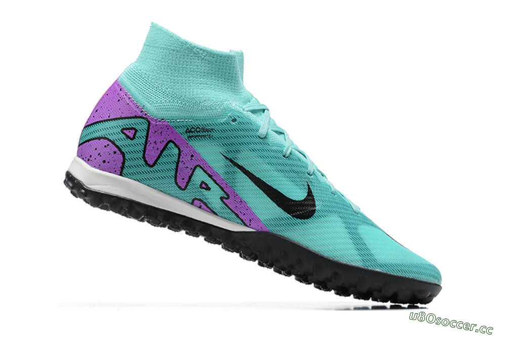 Men's Nike Air Zoom Mercurial Superfly 9 Elite TF Artificial Turf High-Tops Football Shoes - Blue/Black/Purple 7