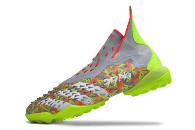 Unisex Adidas Predator Freak+ TF Artificial Turf High-Tops Football Shoes - Grey/Red/Yellow