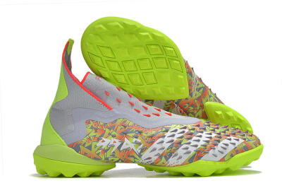Unisex Adidas Predator Freak+ TF Artificial Turf High-Tops Football Shoes - Grey/Red/Yellow