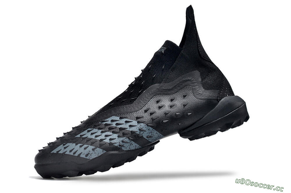 Unisex Adidas Predator Freak+ TF Artificial Turf High-Tops Football Shoes - Black/Silver 5