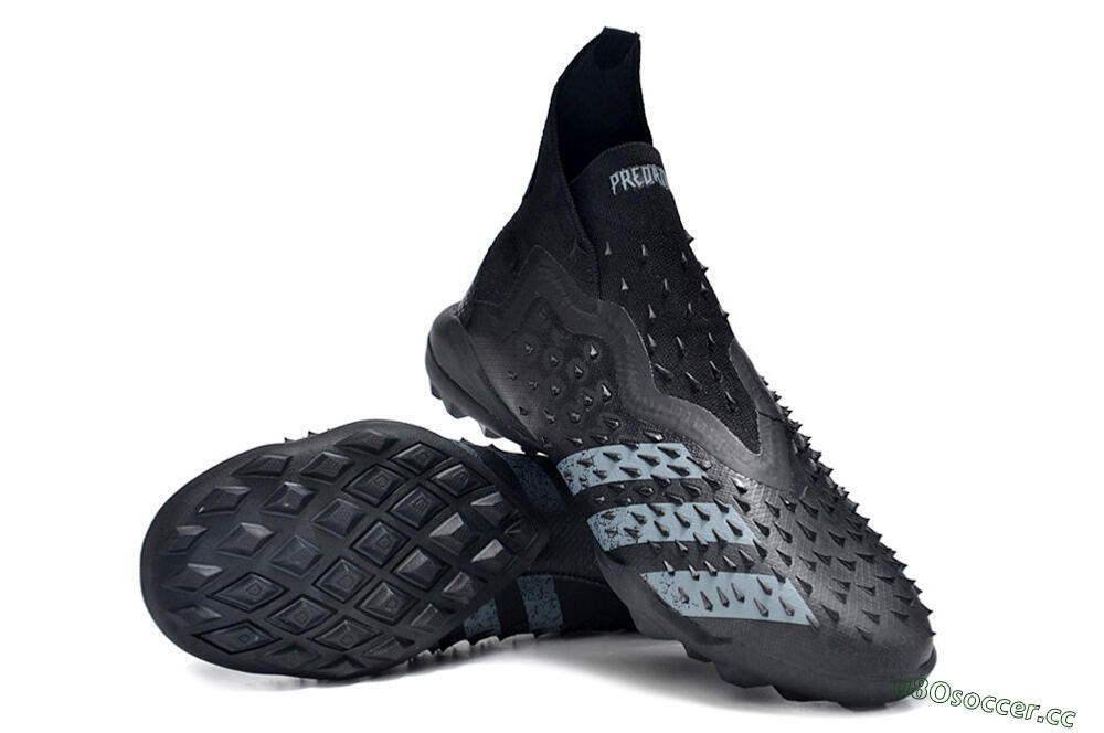 Unisex Adidas Predator Freak+ TF Artificial Turf High-Tops Football Shoes - Black/Silver 3