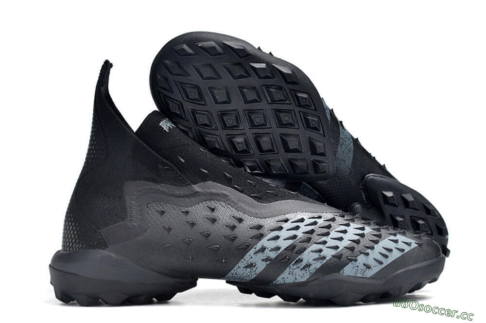 Unisex Adidas Predator Freak+ TF Artificial Turf High-Tops Football Shoes - Black/Silver 2