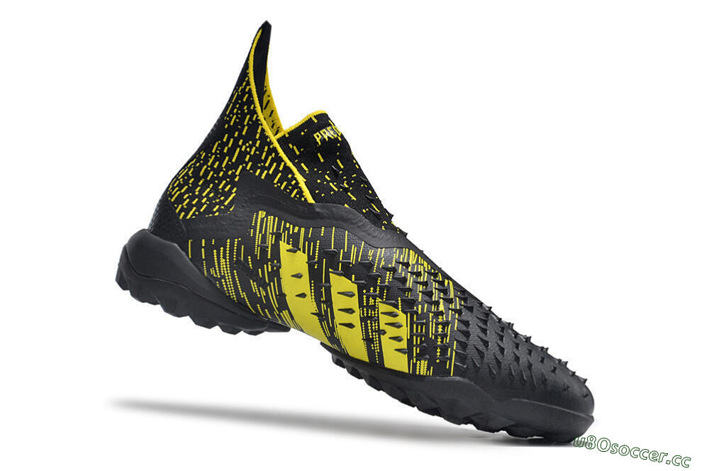 Unisex Adidas Predator Freak+ TF Artificial Turf High-Tops Football Shoes - Black/Yellow 4