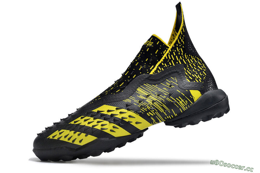 Unisex Adidas Predator Freak+ TF Artificial Turf High-Tops Football Shoes - Black/Yellow 5