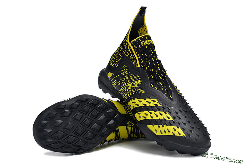 Unisex Adidas Predator Freak+ TF Artificial Turf High-Tops Football Shoes - Black/Yellow 3