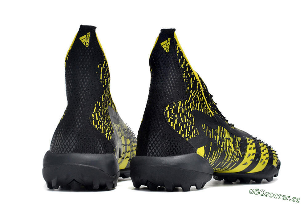 Unisex Adidas Predator Freak+ TF Artificial Turf High-Tops Football Shoes - Black/Yellow 6