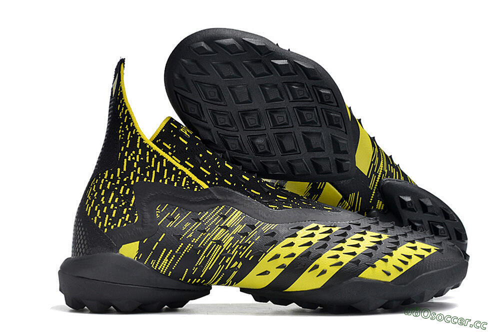 Unisex Adidas Predator Freak+ TF Artificial Turf High-Tops Football Shoes - Black/Yellow 2