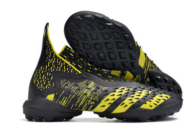 Unisex Adidas Predator Freak+ TF Artificial Turf High-Tops Football Shoes - Black/Yellow