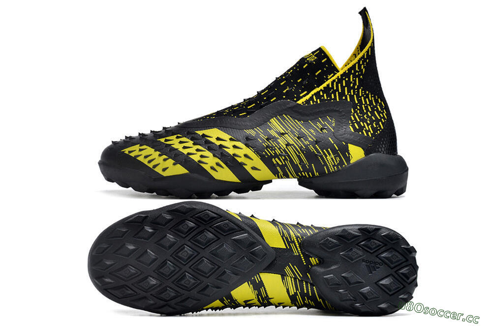 Unisex Adidas Predator Freak+ TF Artificial Turf High-Tops Football Shoes - Black/Yellow 1