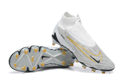 Men's Nike Phantom GX Elite DF FG Firm Ground High-Tops Football Boots - White/Gold/Black