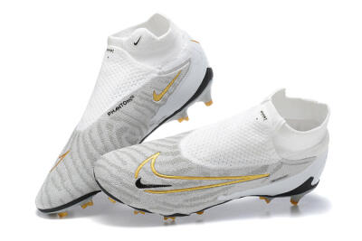 Men's Nike Phantom GX Elite DF FG Firm Ground High-Tops Football Boots - White/Gold/Black