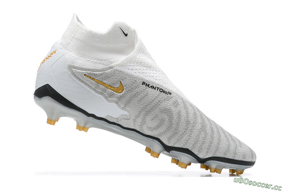 Men's Nike Phantom GX Elite DF FG Firm Ground High-Tops Football Boots - White/Gold/Black 6