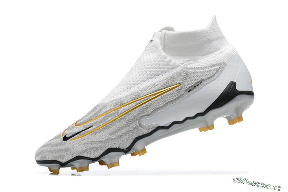 Men's Nike Phantom GX Elite DF FG Firm Ground High-Tops Football Boots - White/Gold/Black 7