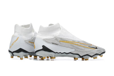 Men's Nike Phantom GX Elite DF FG Firm Ground High-Tops Football Boots - White/Gold/Black