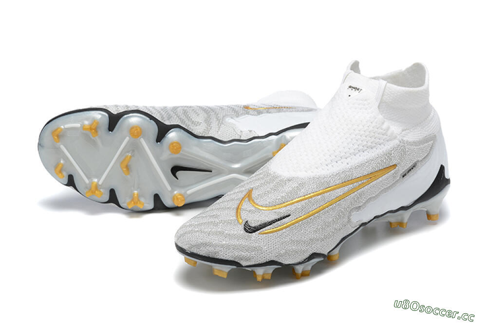Men's Nike Phantom GX Elite DF FG Firm Ground High-Tops Football Boots - White/Gold/Black 3