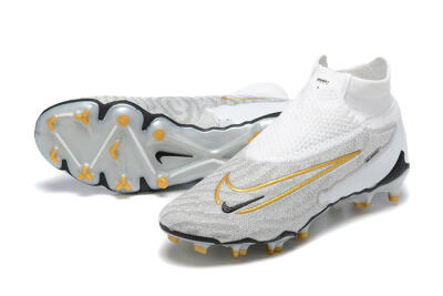 Men's Nike Phantom GX Elite DF FG Firm Ground High-Tops Football Boots - White/Gold/Black