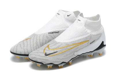 Men's Nike Phantom GX Elite DF FG Firm Ground High-Tops Football Boots - White/Gold/Black