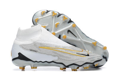 Men's Nike Phantom GX Elite DF FG Firm Ground High-Tops Football Boots - White/Gold/Black