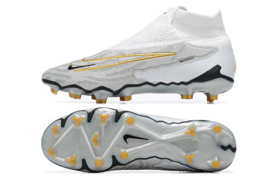 Men's Nike Phantom GX Elite DF FG Firm Ground High-Tops Football Boots - White/Gold/Black