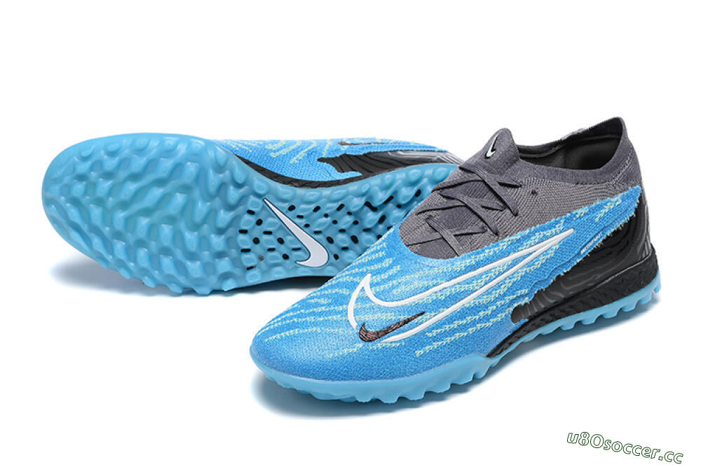 Men's Nike Phantom GX Elite TF Artificial Turf Low-Tops Football Shoes - Blue/White/Black 3