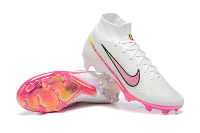 Unisex Nike Air Zoom Mercurial Superfly 9 Elite FG Firm Ground High-Tops Football Boots - White/Pink/Black/Yellow