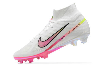 Unisex Nike Air Zoom Mercurial Superfly 9 Elite FG Firm Ground High-Tops Football Boots - White/Pink/Black/Yellow