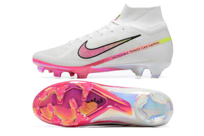 Unisex Nike Air Zoom Mercurial Superfly 9 Elite FG Firm Ground High-Tops Football Boots - White/Pink/Black/Yellow