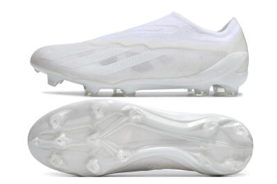 Men's Adidas X Crazyfast+ LL FG Firm Ground Low-Tops Football Boots - White/White/White