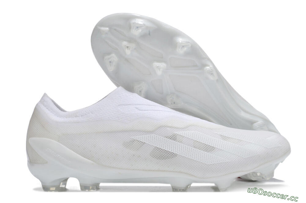 Men's Adidas X Crazyfast+ LL FG Firm Ground Low-Tops Football Boots - White/White/White 2
