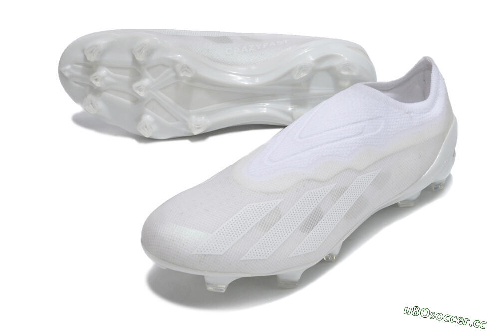 Men's Adidas X Crazyfast+ LL FG Firm Ground Low-Tops Football Boots - White/White/White 3