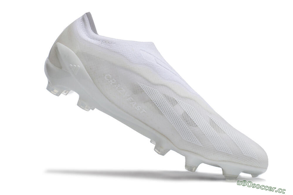 Men's Adidas X Crazyfast+ LL FG Firm Ground Low-Tops Football Boots - White/White/White 4