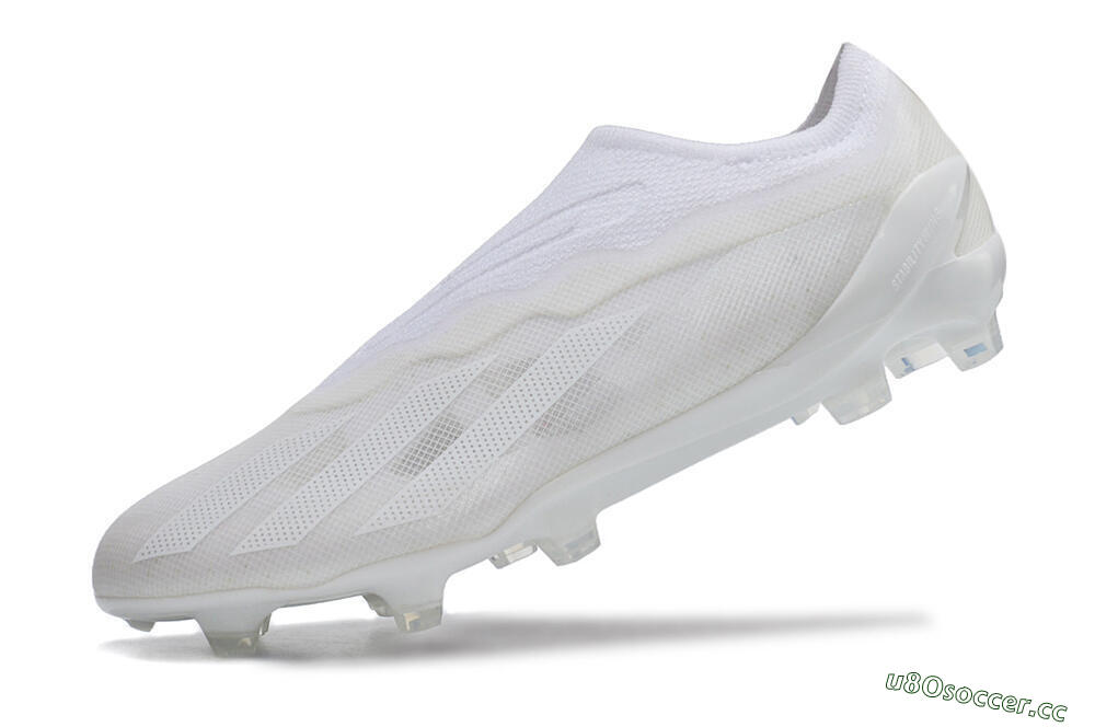 Men's Adidas X Crazyfast+ LL FG Firm Ground Low-Tops Football Boots - White/White/White 5
