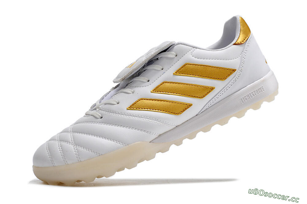 Men's Adidas Copa Gloro TF Artificial Turf Low-Tops Football Shoes - White/Gold 5
