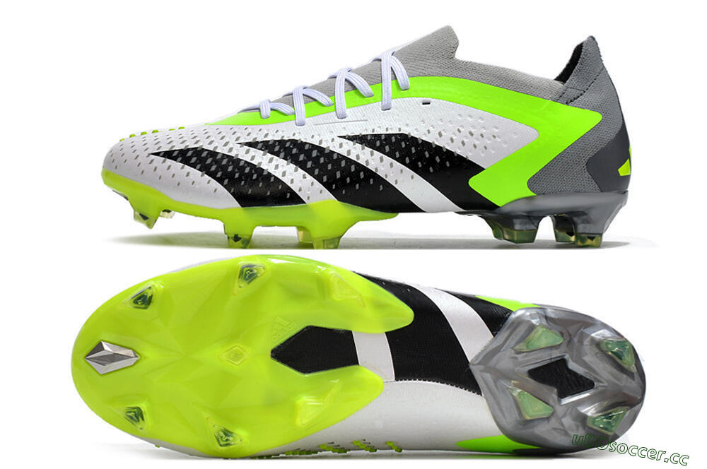 Men's Adidas Predator Accuracy.1 FG Firm Ground Low-Tops Football Boots - White/Black/Green/Grey 1