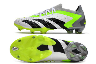 Men's Adidas Predator Accuracy.1 FG Firm Ground Low-Tops Football Boots - White/Black/Green/Grey