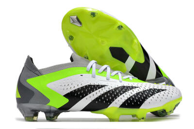 Men's Adidas Predator Accuracy.1 FG Firm Ground Low-Tops Football Boots - White/Black/Green/Grey