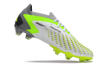 Men's Adidas Predator Accuracy.1 FG Firm Ground Low-Tops Football Boots - White/Black/Green/Grey