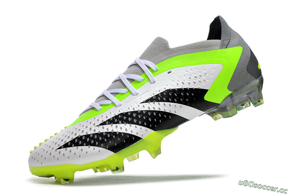 Men's Adidas Predator Accuracy.1 FG Firm Ground Low-Tops Football Boots - White/Black/Green/Grey 5