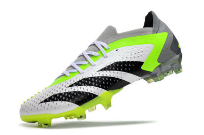 Men's Adidas Predator Accuracy.1 FG Firm Ground Low-Tops Football Boots - White/Black/Green/Grey