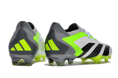 Men's Adidas Predator Accuracy.1 FG Firm Ground Low-Tops Football Boots - White/Black/Green/Grey