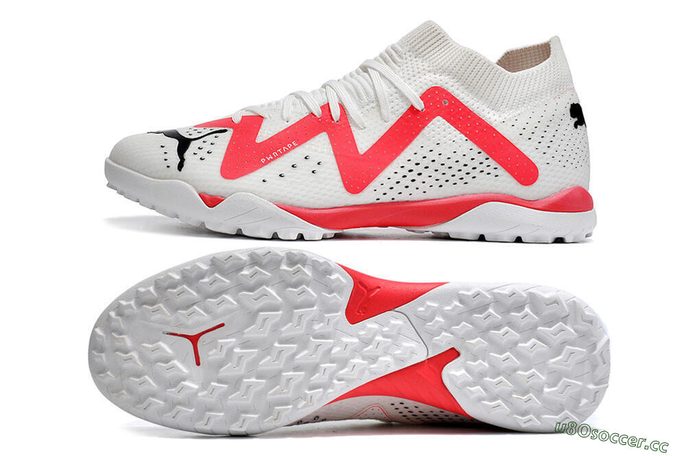 Men's Puma Future X Powercat Tokyo Match TF Artificial Turf Low-Tops Football Shoes - White/Red/Black 1
