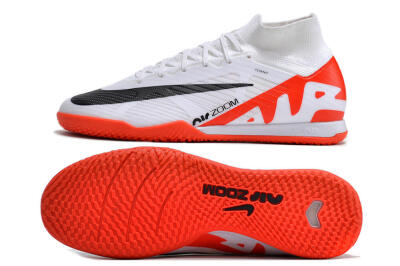 Men's Nike Air Zoom Mercurial Superfly 9 Elite IC Indoor & Futsal High-Tops Football Shoes - White/Black/Red