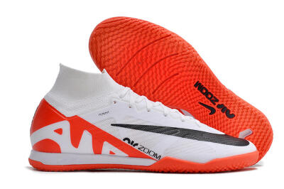 Men's Nike Air Zoom Mercurial Superfly 9 Elite IC Indoor & Futsal High-Tops Football Shoes - White/Black/Red