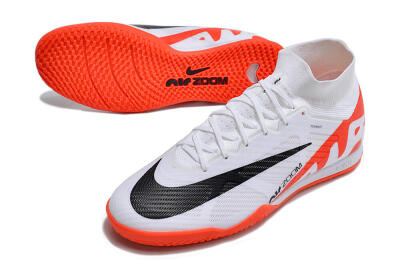 Men's Nike Air Zoom Mercurial Superfly 9 Elite IC Indoor & Futsal High-Tops Football Shoes - White/Black/Red