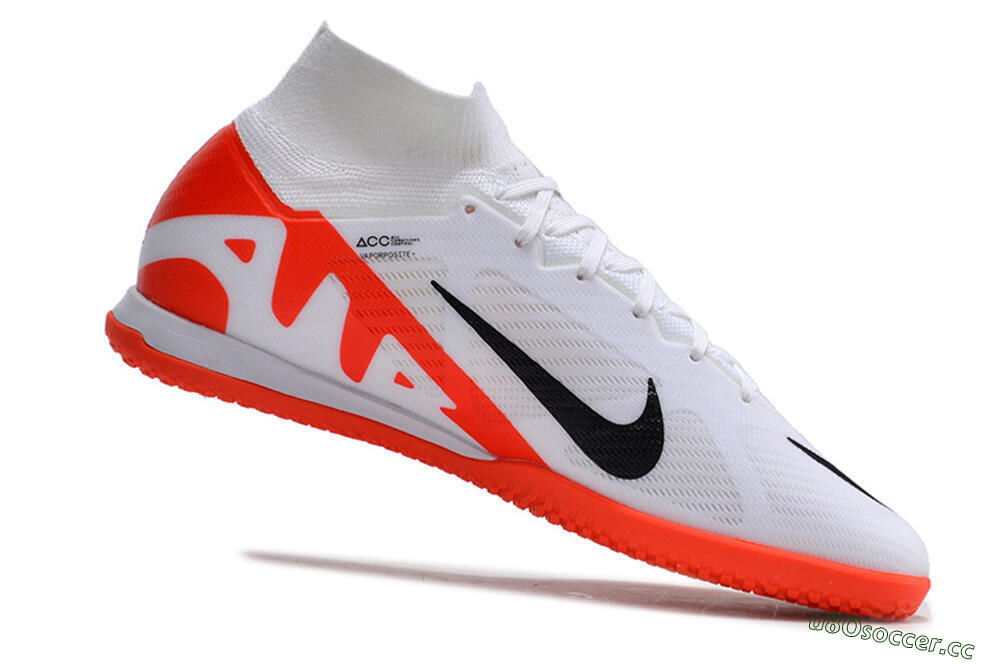 Men's Nike Air Zoom Mercurial Superfly 9 Elite IC Indoor & Futsal High-Tops Football Shoes - White/Black/Red 4