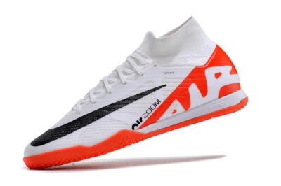 Men's Nike Air Zoom Mercurial Superfly 9 Elite IC Indoor & Futsal High-Tops Football Shoes - White/Black/Red