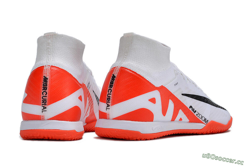 Men's Nike Air Zoom Mercurial Superfly 9 Elite IC Indoor & Futsal High-Tops Football Shoes - White/Black/Red 6