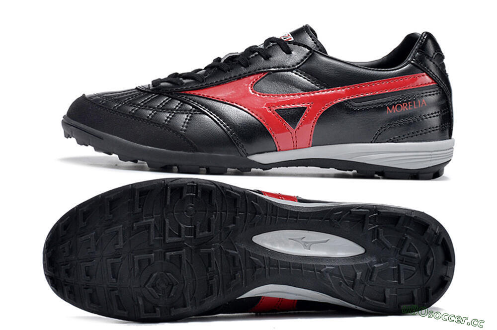 Men's Mizuno Morelia Sala Japn TF Artificial Turf Low-Tops Football Shoes - Black/Red/White 1