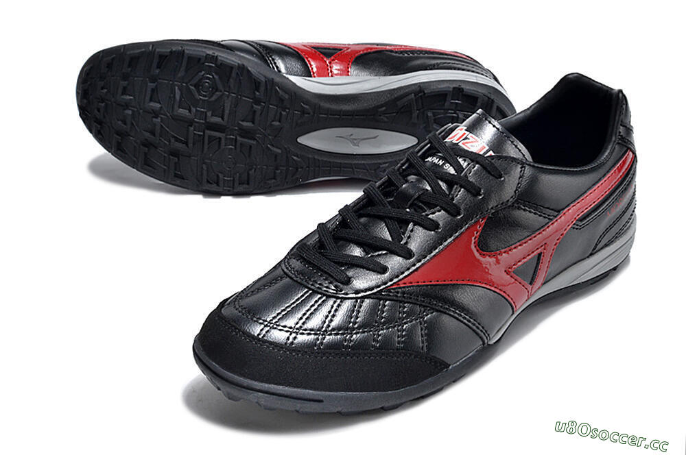 Men's Mizuno Morelia Sala Japn TF Artificial Turf Low-Tops Football Shoes - Black/Red/White 3